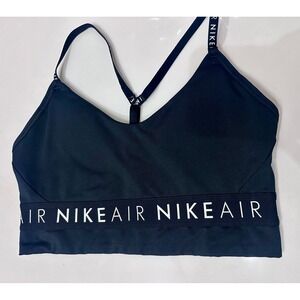 Nike Air Sports Bra Medium Black Strappy Logo Band Activewear Running Yoga